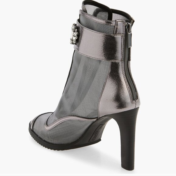 Karl Lagerfeld Paris Blayze Peep Toe Bootie Women Size 8.5 Silver/Grey New - Picture 9 of 12